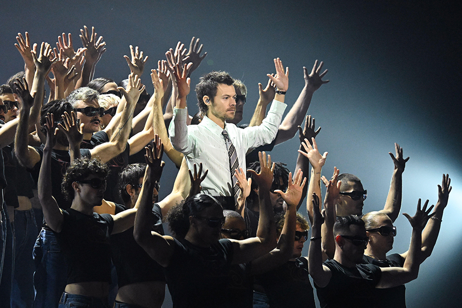 Harry Styles performing during the Brit Awards 2026 at Co-op Live, Manchester.